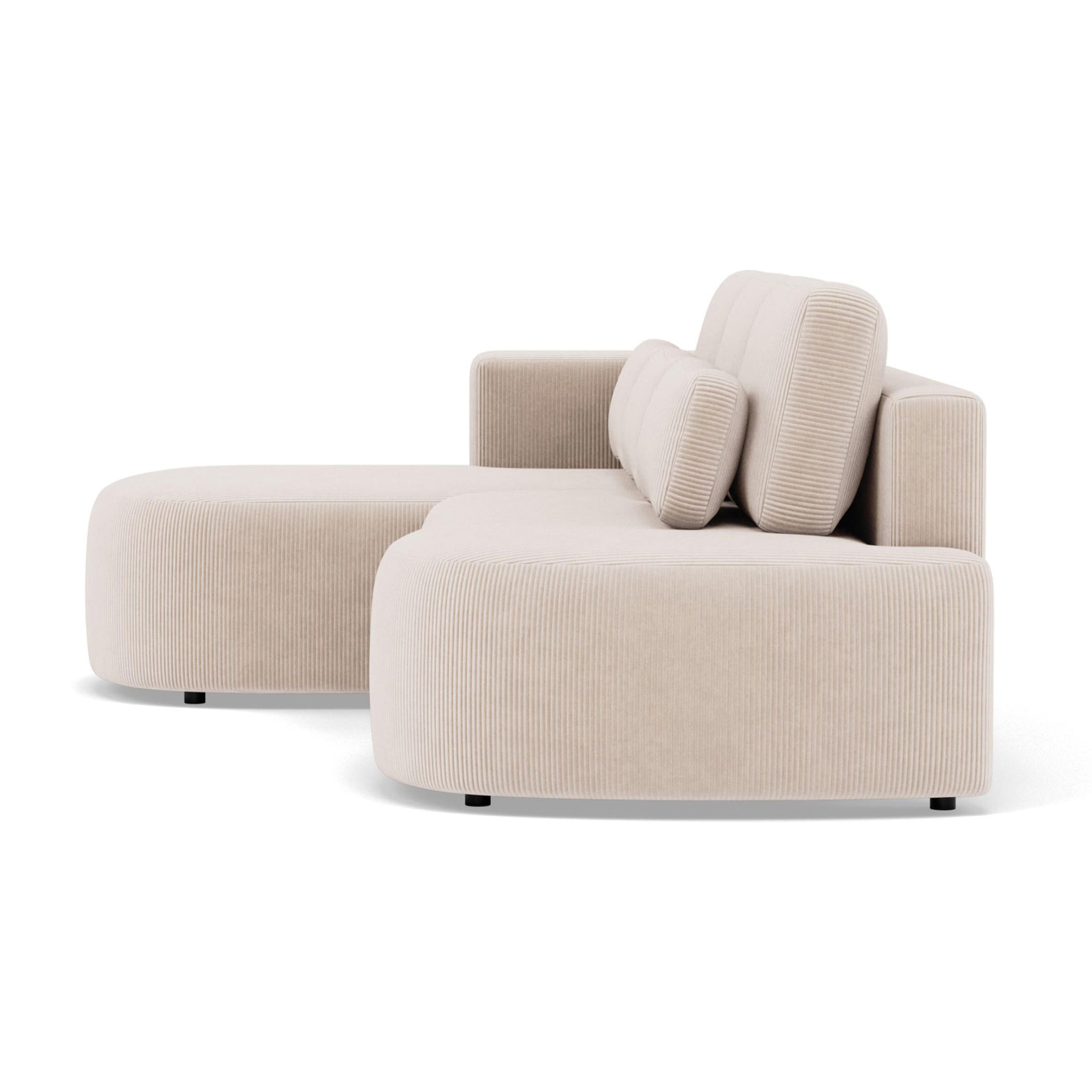 Mahina - canapé d'angle gauche 4 places convertible avec coffre en velours côtelé - Beige