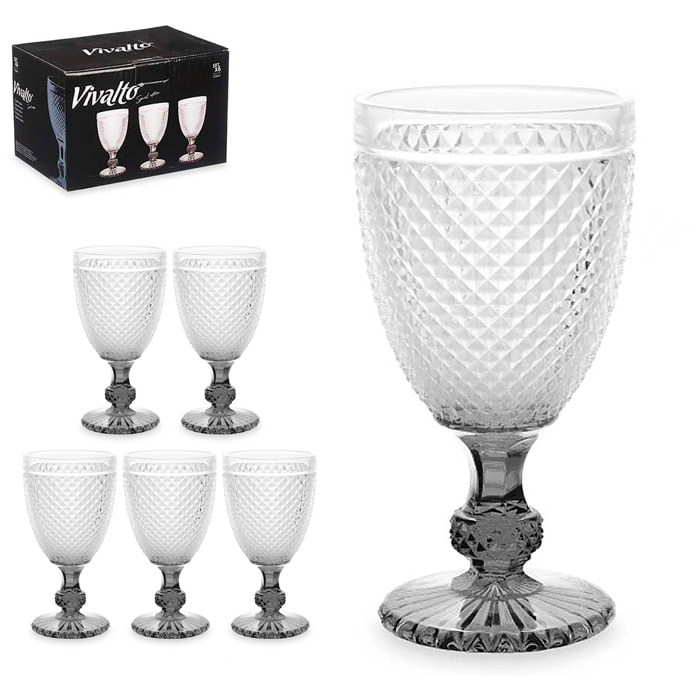 PACK 6 COPPA DIAMANTE ACQUA TRASPARENTE BASE ANTRACITE 256 ML