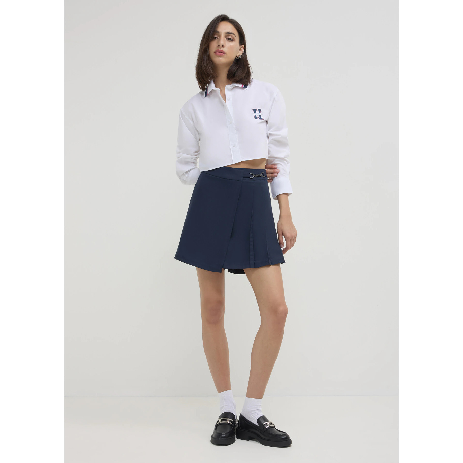 Camicia crop stampa college