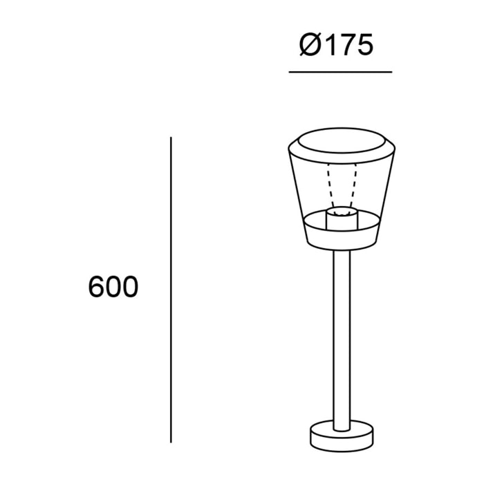 Forlight Elaine - Baliza de Jardín de 60cm para Bombilla E27 con IP54 para Exterior de Color Gris Urbano