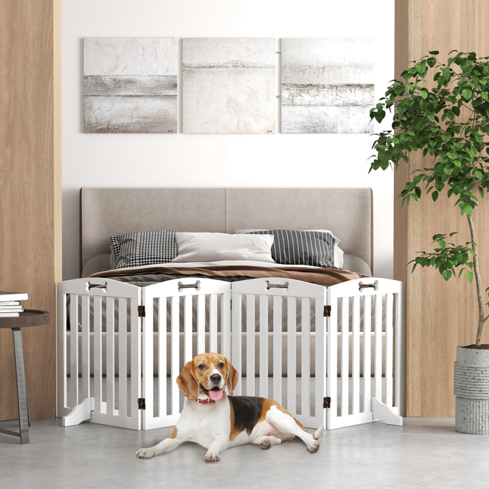 Barrera de Seguridad para Perros Pequeños y Medianos Valla para Perros Plegable Rejilla de Protección de Chimenea 207,5 cm con Pies Extraíbles para Escalera Pasillo Blanco