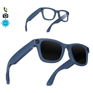 Gafas inteligentes E3. Con cámara de 8MPX, vídeos en 1080p, traductor AI en tiempo real y control de música/llamadas. Con lentes oscuras y transparentes.