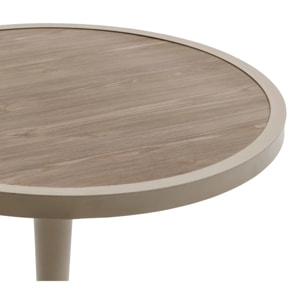 Table de jardin bistro "Ovialon" effet bois argile & lin en aluminium