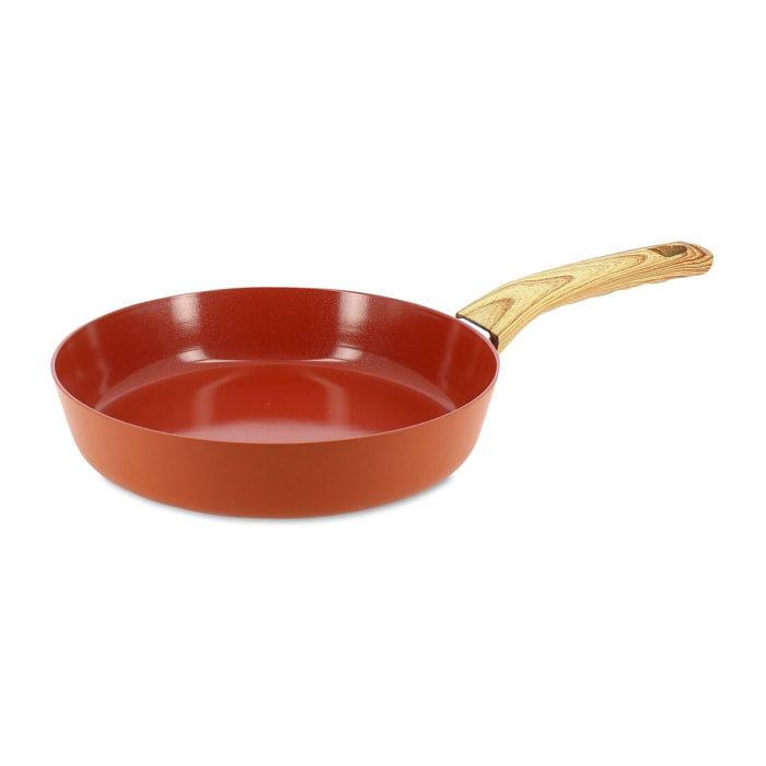 Poêle 24cm en aluminium recyclé brique - tous feux COLORAMA