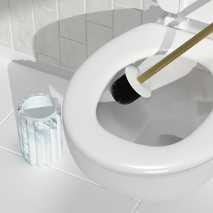 Brosse WC  - Effet marbre avec manche doré - Blanc