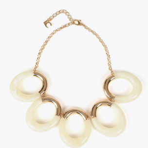 Collana Ovalini Combinati Acrilico e Metallo