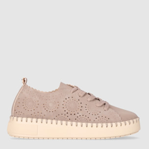 Zapatos de Tejido - Taupe - Tacón: Bajo