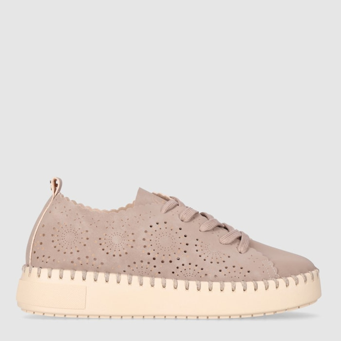 Zapatos de Tejido - Taupe - Tacón: Bajo