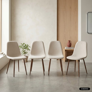 Chaise décor bois teinte noyer et tissu (lot de 4) VERA