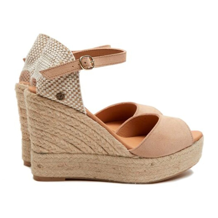 Sandalias de Cuña para Mujer - LA VALETA CHARLENE PEEP TOE Nude