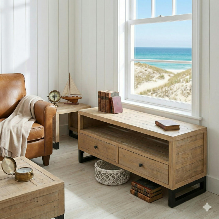 Meuble TV 120 cm bois recyclé AUCKLAND