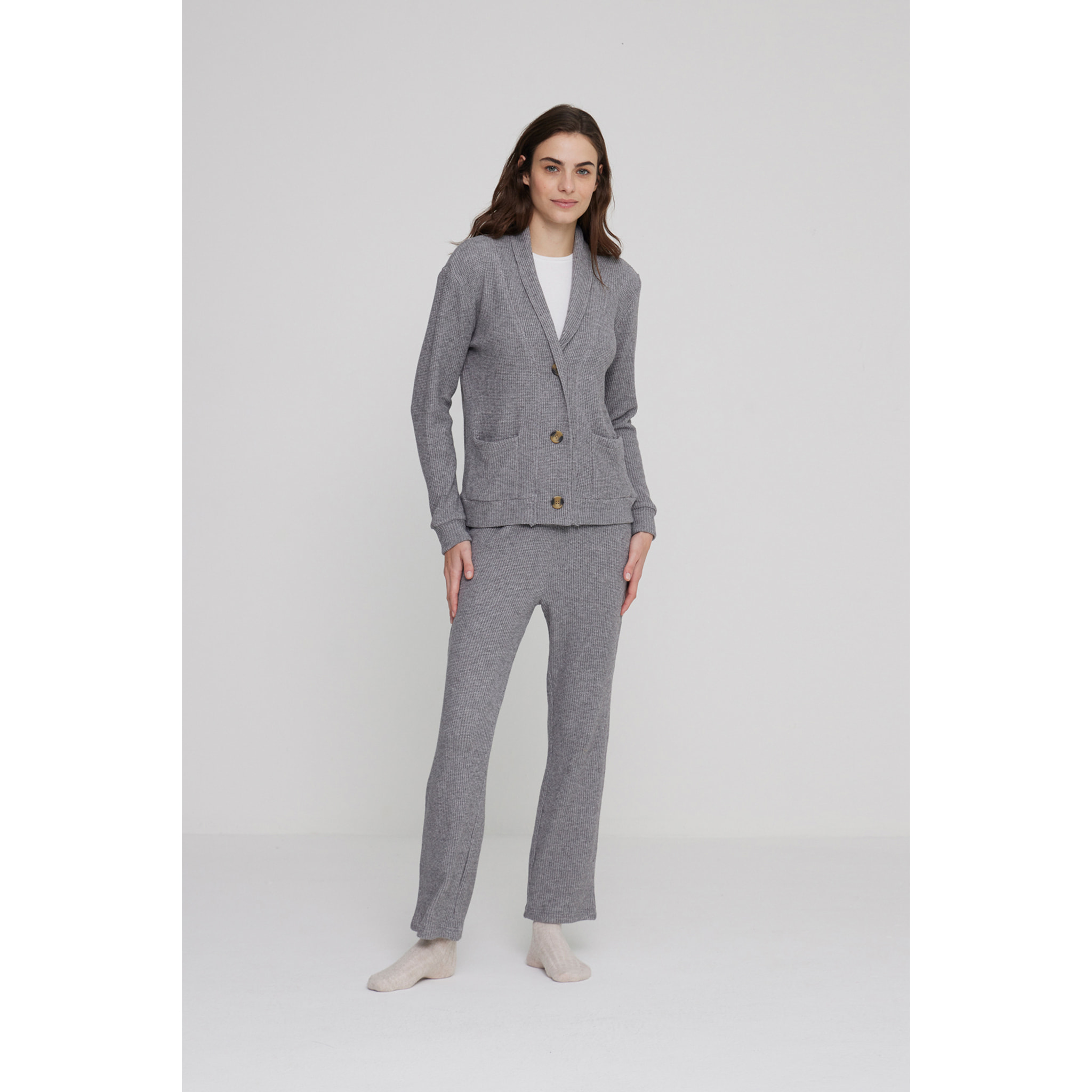 Completo loungewear donna caroline in maglina a coste Noidinotte