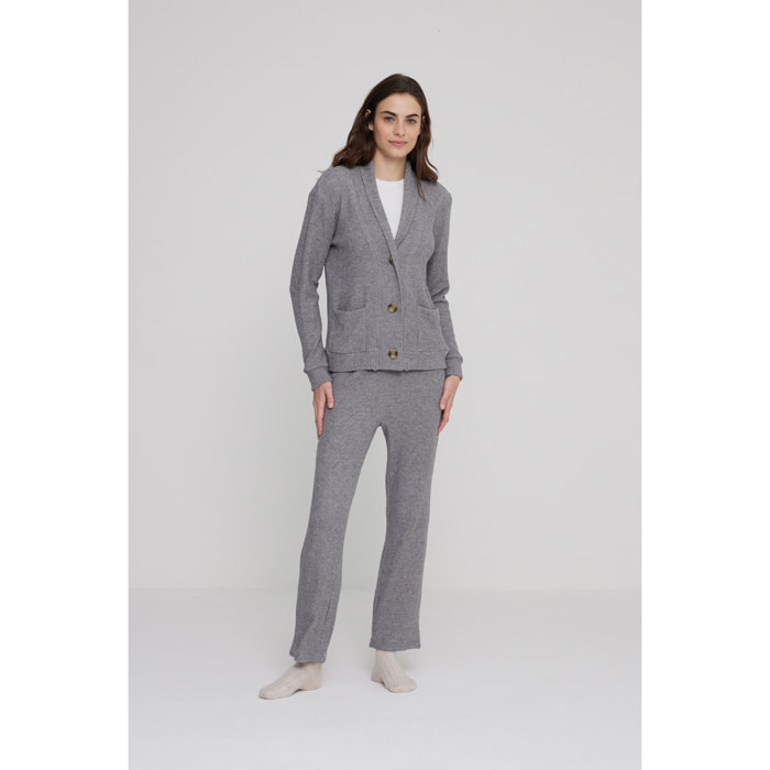 Completo loungewear donna caroline in maglina a coste Noidinotte