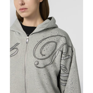 PHILIPP PLEIN Chenille Zip Hoodie Spray Strass