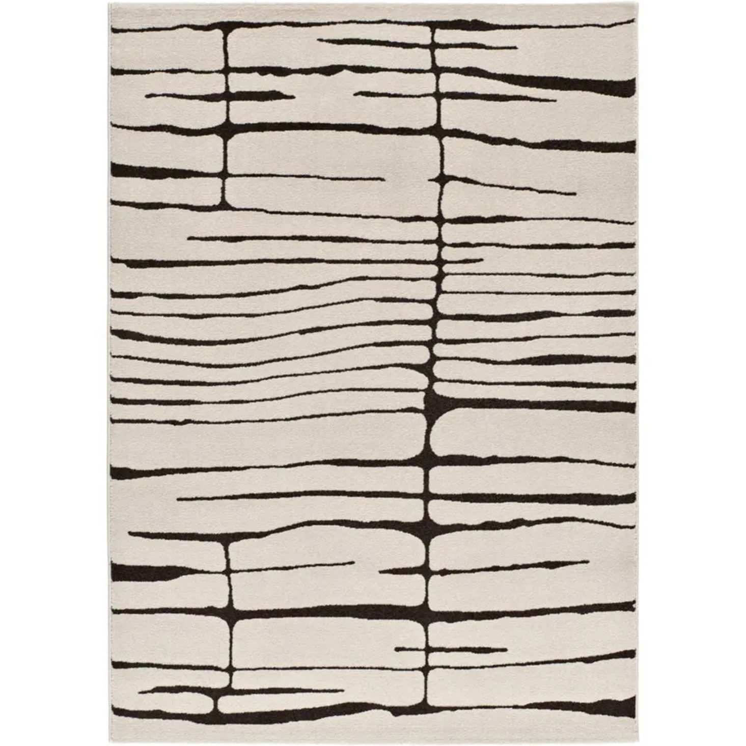 RETRO Alfombra moderna de pelo corto blanco y negro, varias medidas disponibles.