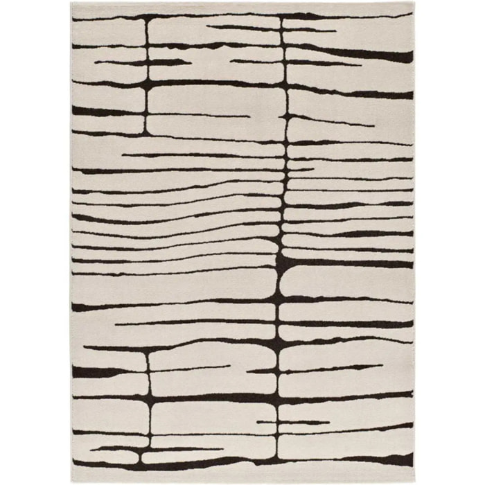 RETRO Alfombra moderna de pelo corto blanco y negro, varias medidas disponibles.