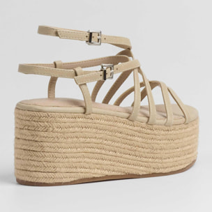 Sandalias de plataforma Zahara Beige 7 cm