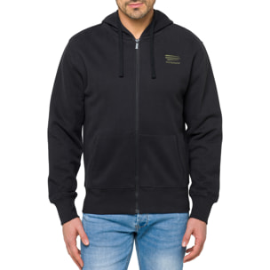 Felpa WAISAI full zip con cappuccio in cotone Nero