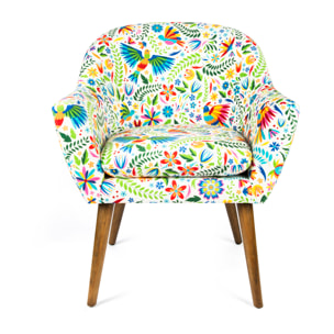 Poltrona Excelsa Mexican Flowers in poliestere e multistrato 70x65x83 cm multicolore