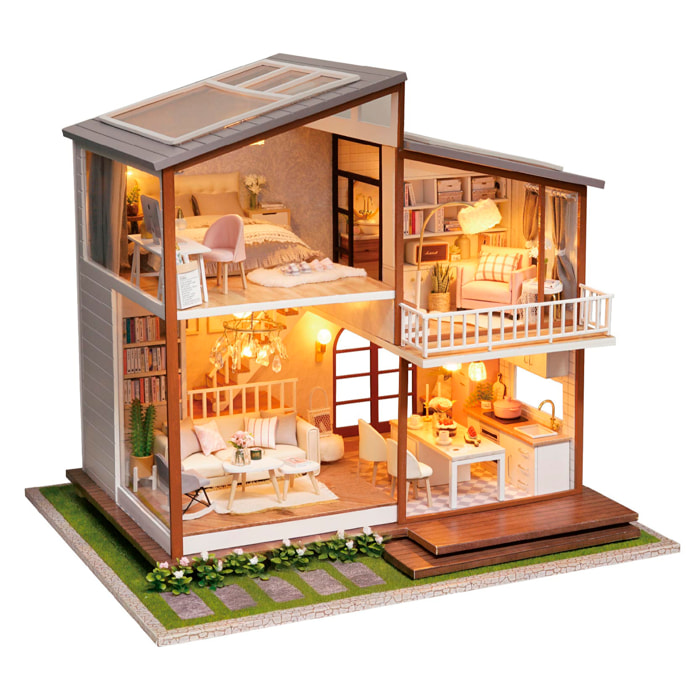 Casa Tempo Lento. Modello 3D realistico con grande attenzione ai dettagli e luci LED.