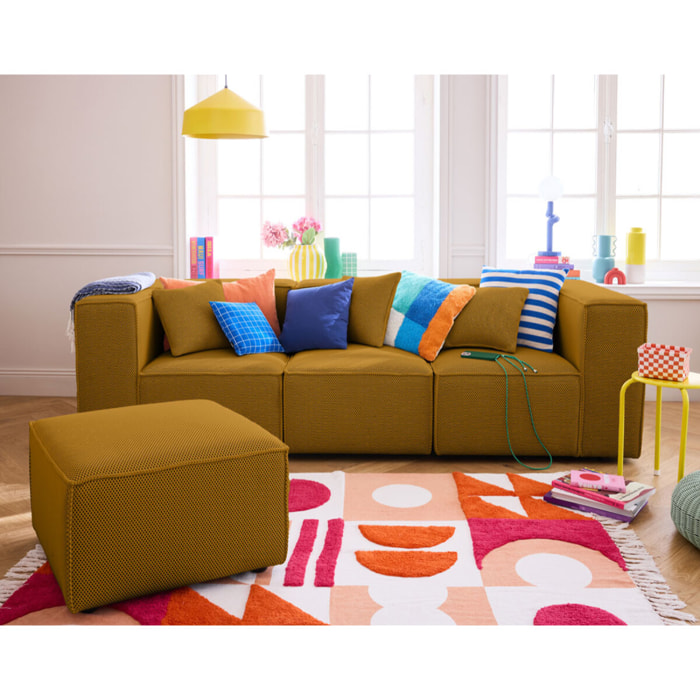 Arty - pouf d'appoint - en tissu mailles 3D - Jaune