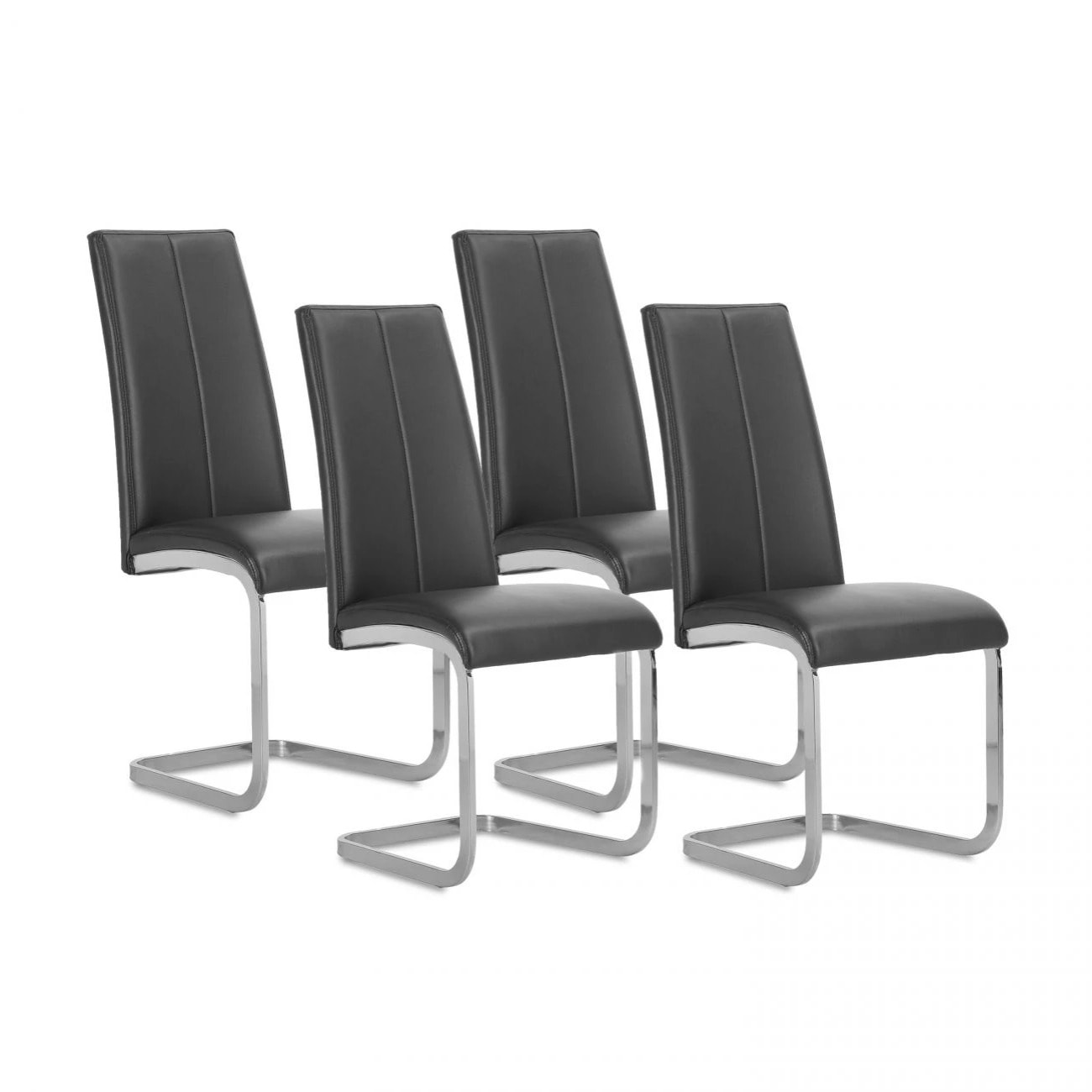 Pack 4 sillas de comedor Smile símil piel Negro