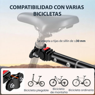 Remolque de Bicicleta para Carga 40 kg, Carro de Mano con Cubierta de Tela Oxford Impermeable, Reflectores, Marco de Acero y Asas para Transporte de Equipaje, 144x59x80 cm, Rojo y Negro