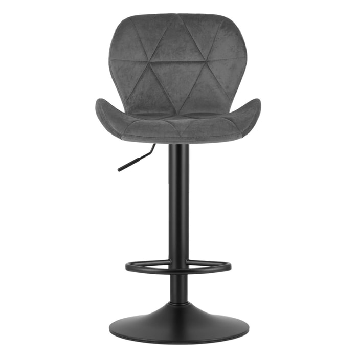 Sgabello da bar West in velluto grigio con base nera