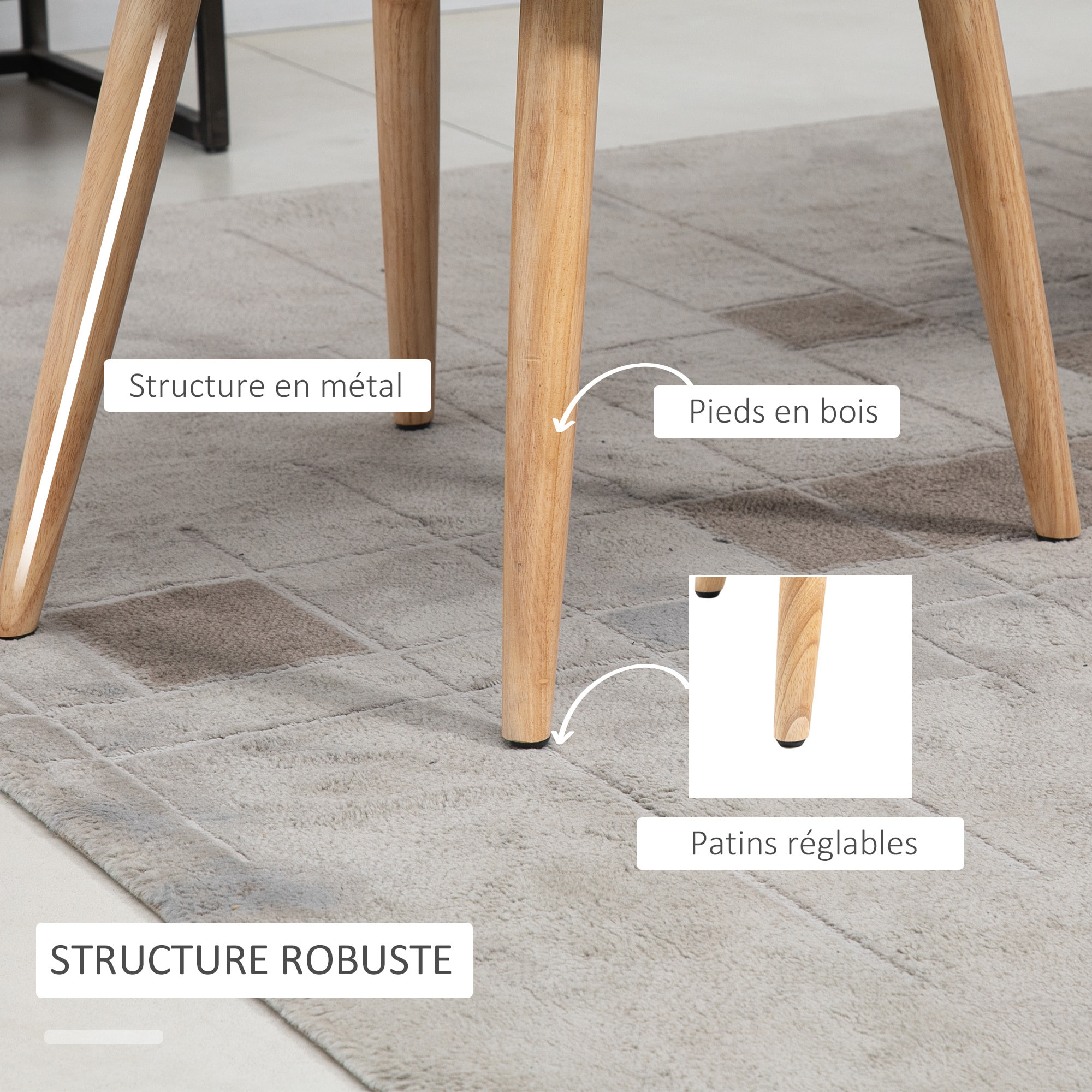 Lot de 2 chaises – Assise ergonomique – Style scandinave