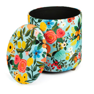 Pouf contenitore Excelsa Fiori Frida in velluto e legno 39x39x43 cm multicolore