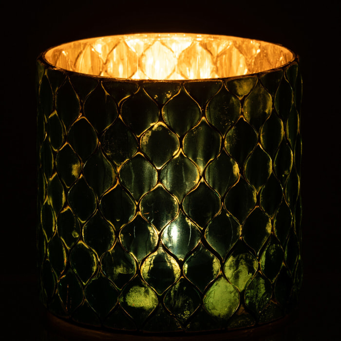 J-Line bougeoir Cylindre Mosaïque - verre - azur