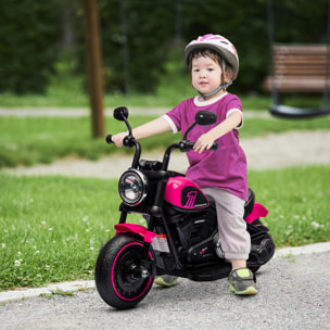 Moto Eléctrica para Niños de 18-36 Meses, Moto Eléctrica Infantil con Batería 6V, Faro y Ruedas Auxiliares Desmontables, Carga 25 kg, Rosa