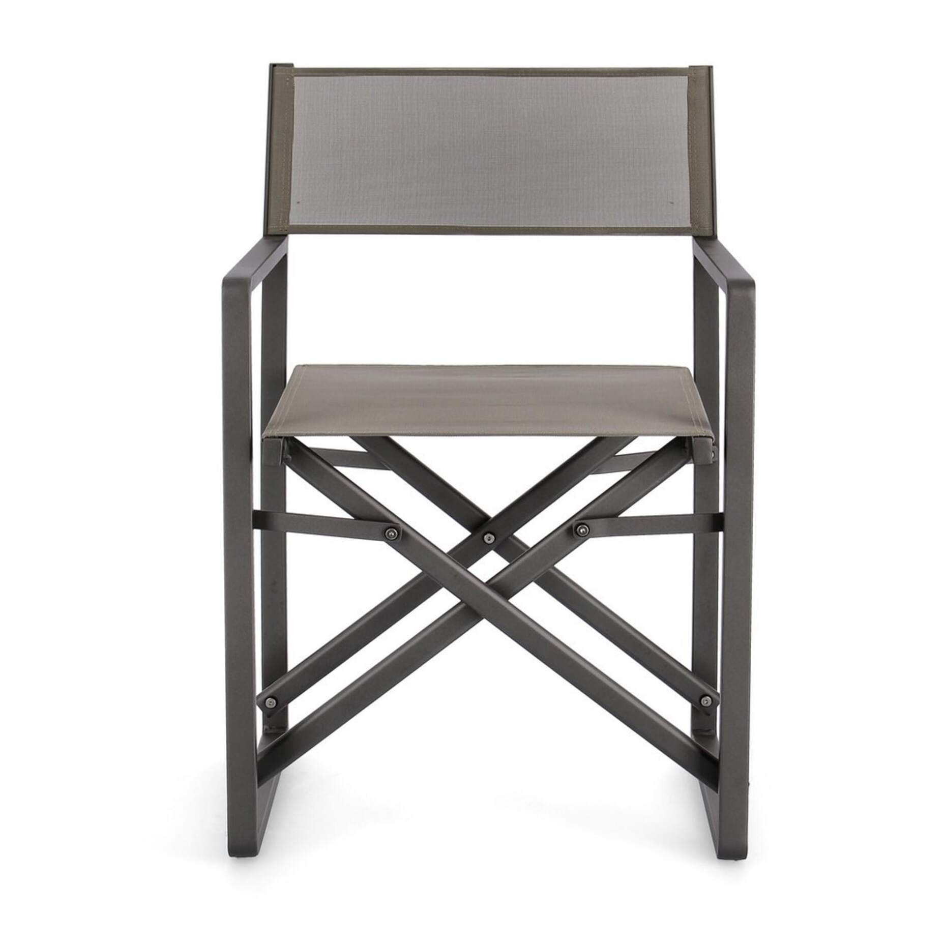 Set sedie regista da giardino KONNOR in textilene tortora e struttura in alluminio antracite