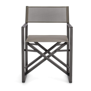 Set sedie regista da giardino KONNOR in textilene tortora e struttura in alluminio antracite
