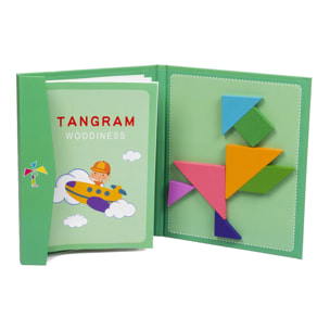 Libro con Tangram magnético de Macarone. Incluye múltiples desafíos.