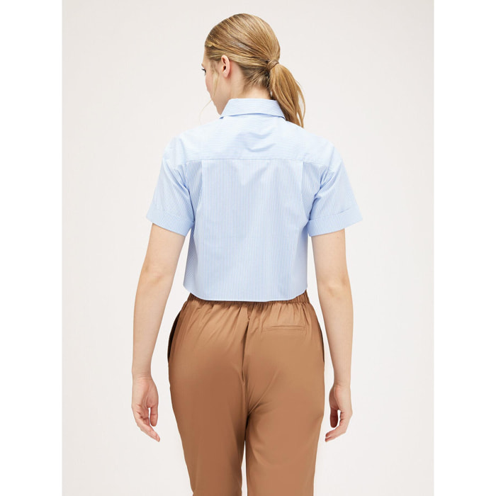 Motivi - Camisa corta de rayas con bolsillo - Light - blue