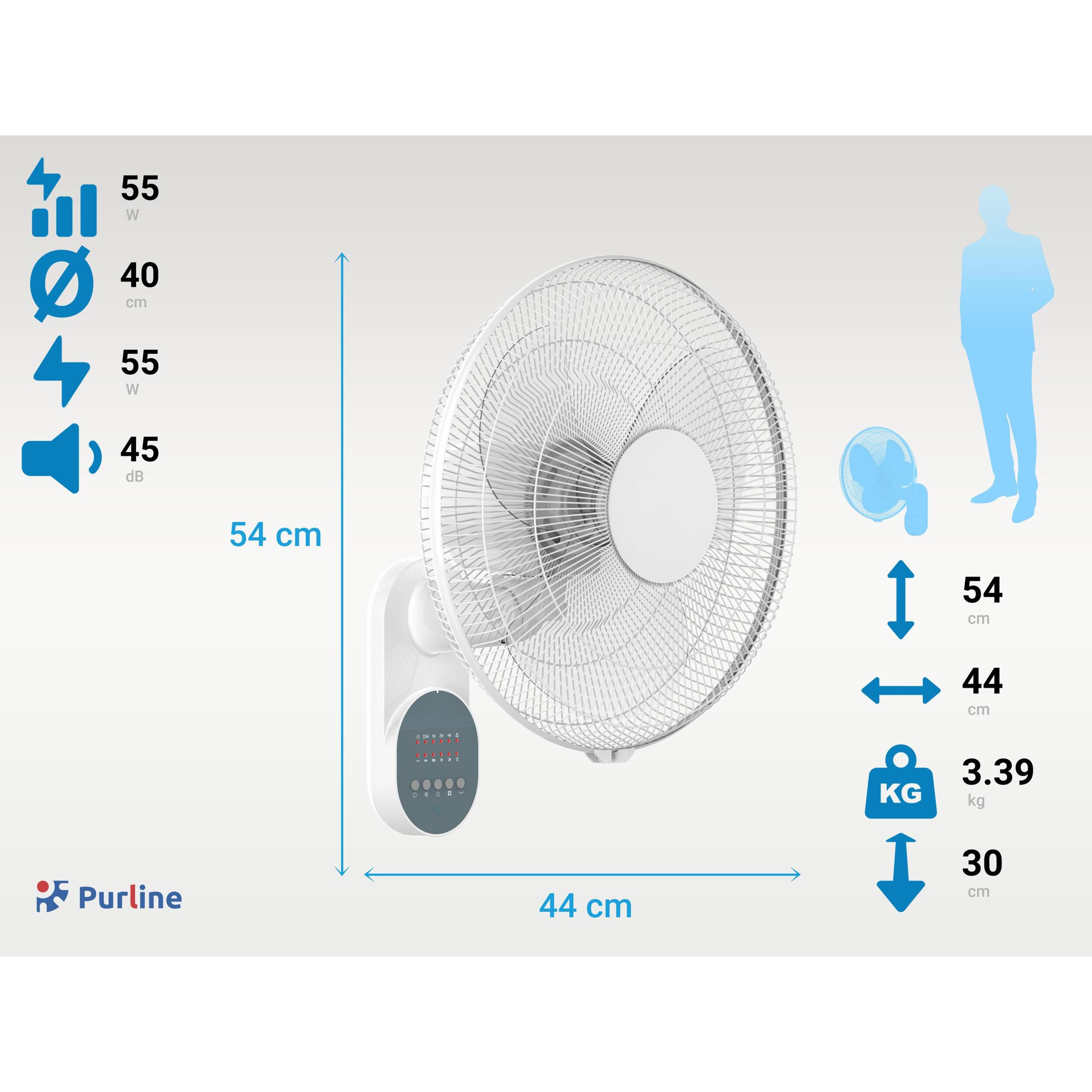 Ventilateur mural avec minuterie et 3 vitesses