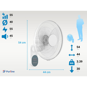 Ventilateur mural avec minuterie et 3 vitesses