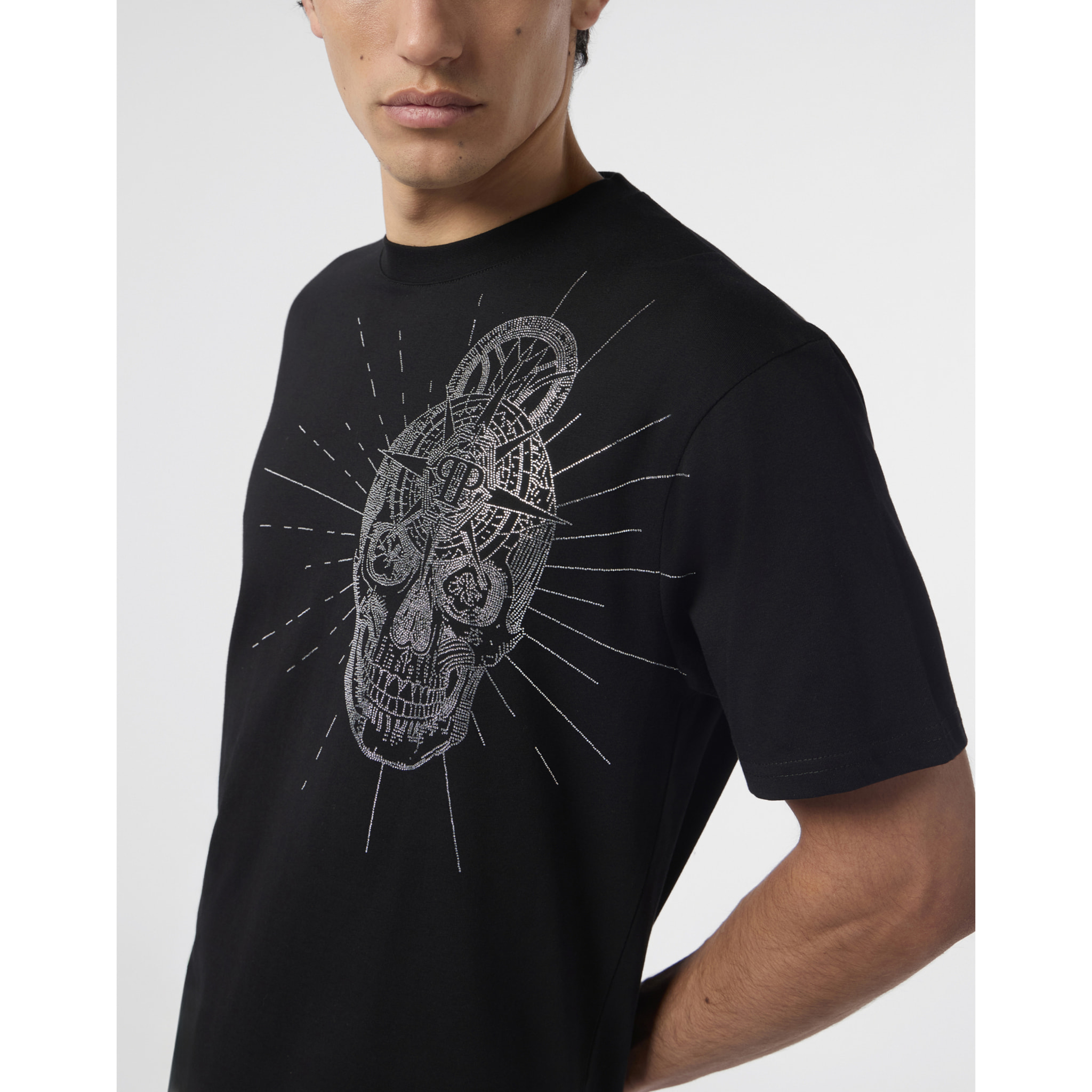 PHILIPP PLEIN Round Neck T-Shirt Skull Stones