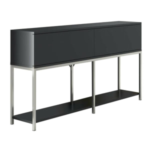 Credenza Djimsit, Buffet da soggiorno, Madia da salotto, Dispensa da cucina, 150x30h80 cm, Antracite e Argento