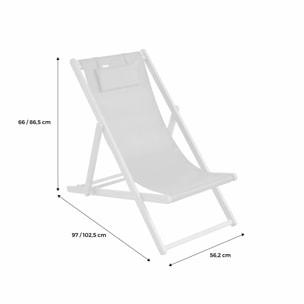 Chiliennes bois - Creus - 2 transats en bois d'Eucalyptus huilé avec coussin repose-tête blanc
