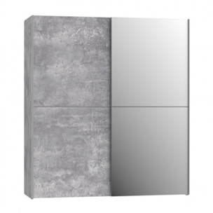 Dressing Armoire 2 portes coulissantes 5 tablettes et 1 miroir - 6 coloris - THAIS