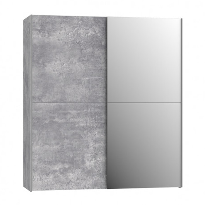 Dressing Armoire 2 portes coulissantes 5 tablettes et 1 miroir - 6 coloris - THAIS