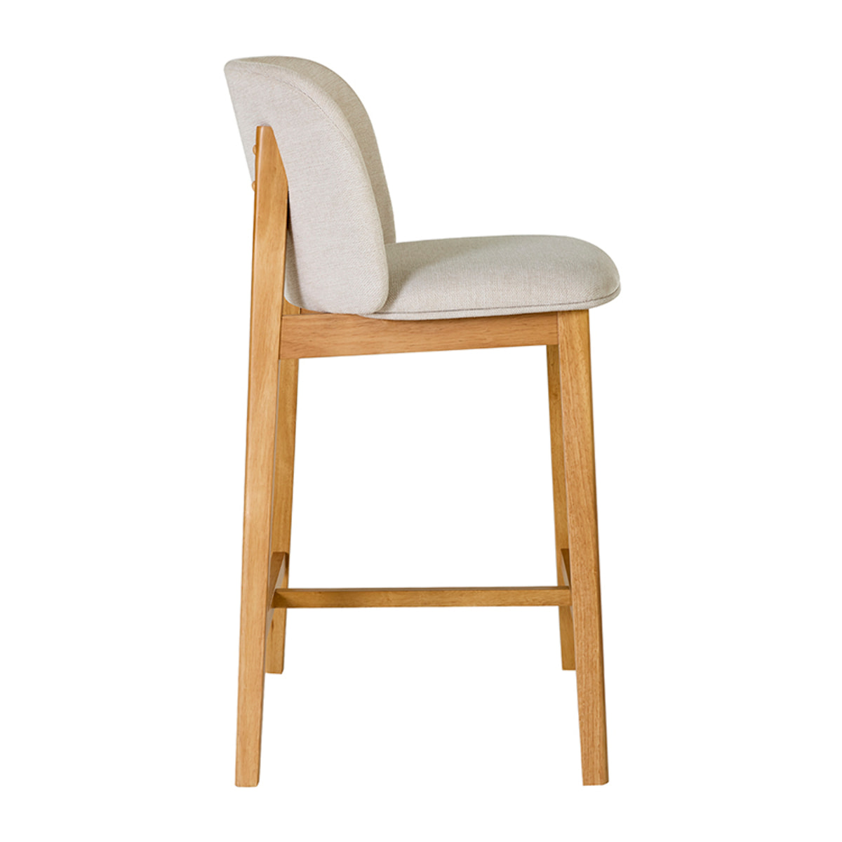 Tabourets de bar en tissu effet velours texturé beige et bois clair H69 cm (lot de 2) TIEGA