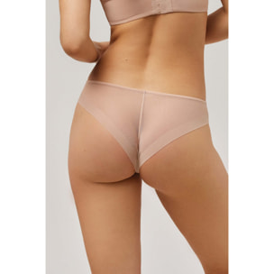 Slip brasiliane in tulle beige