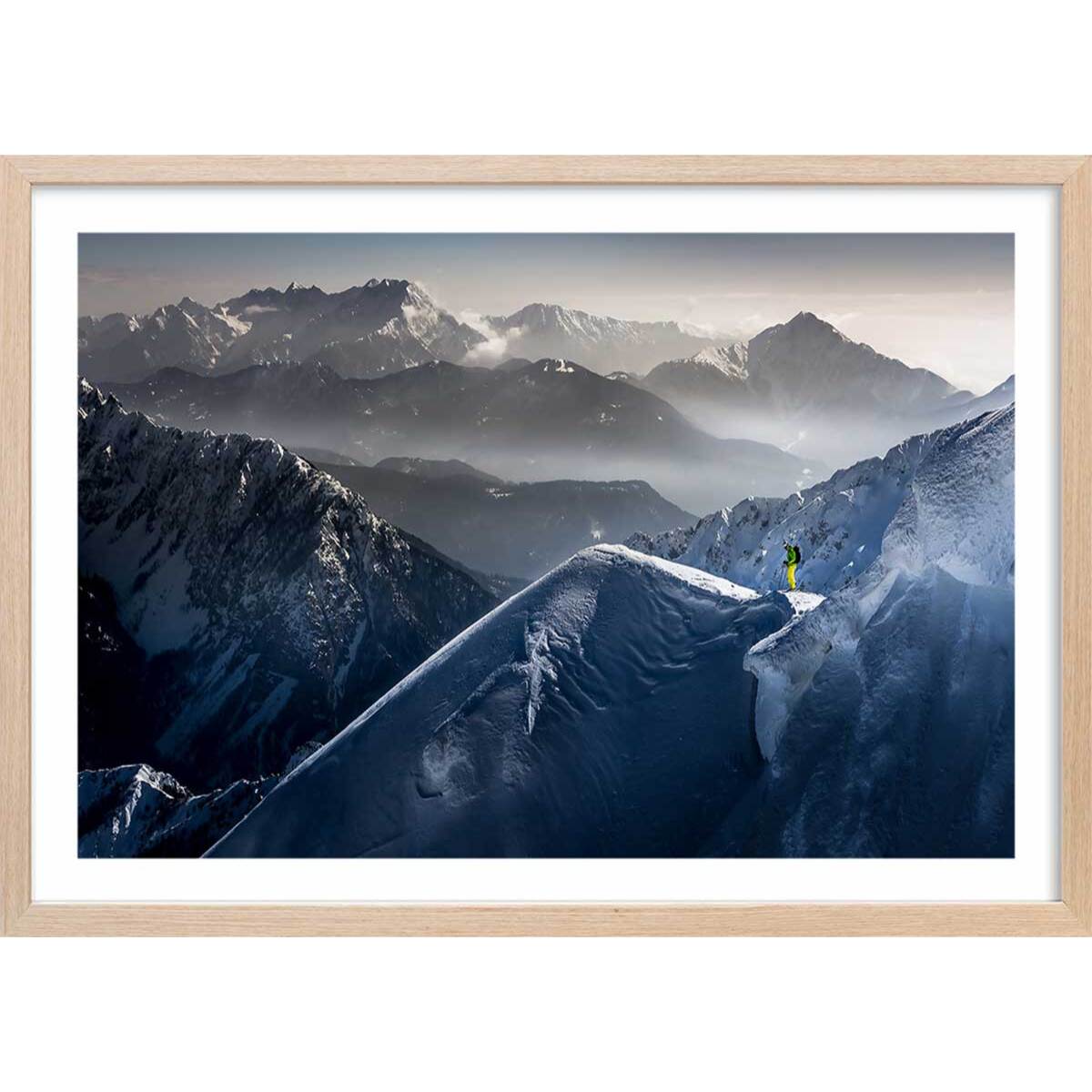 Affiche concentration sur les cîmes Affiche + cadre en bois - Chêne