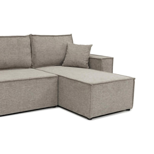 Cezanne - Canapé d'angle réversible 4 places convertible avec coffre en tissu texturé - Gris clair