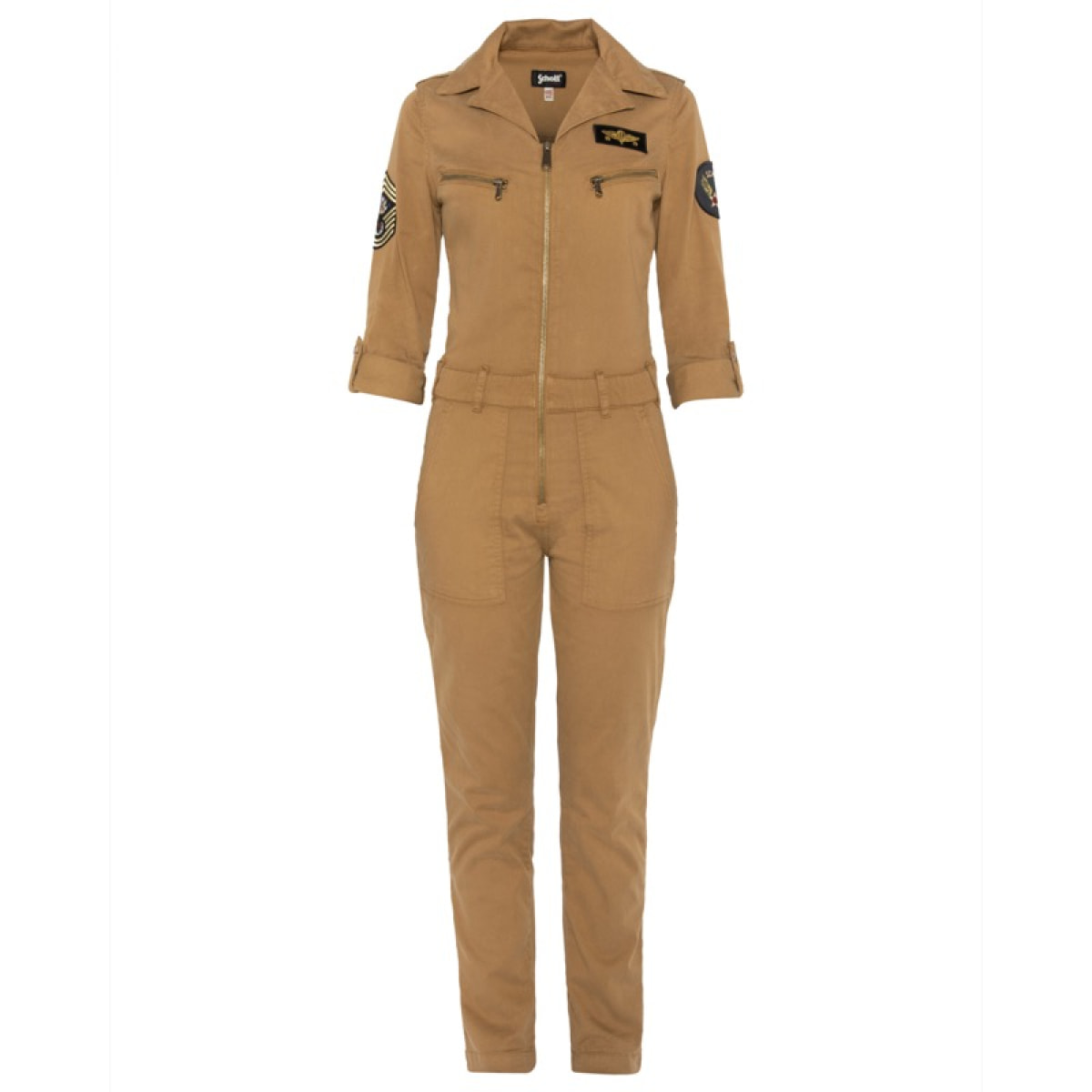 TRJUMP21W LIGHT PILOT JUMPSUIT WITH MILITARY BADGES IN TENCEL 63% COTTON 18% TENCEL 15% POLYESTER 4% ELASTANE Beige