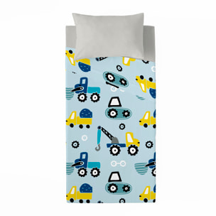 Costura - Juego de Sábanas Estampadas - Infantil - Incluye 1 Funda de Almohada - 100% Algodón - Construction