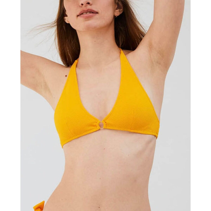 Top de bikini halter en tejido piqué